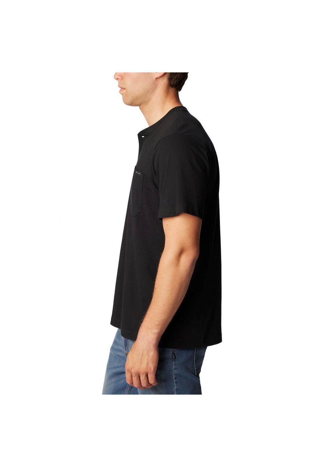 Polera Manga Corta Hombre Landrm Henley Negro-1
