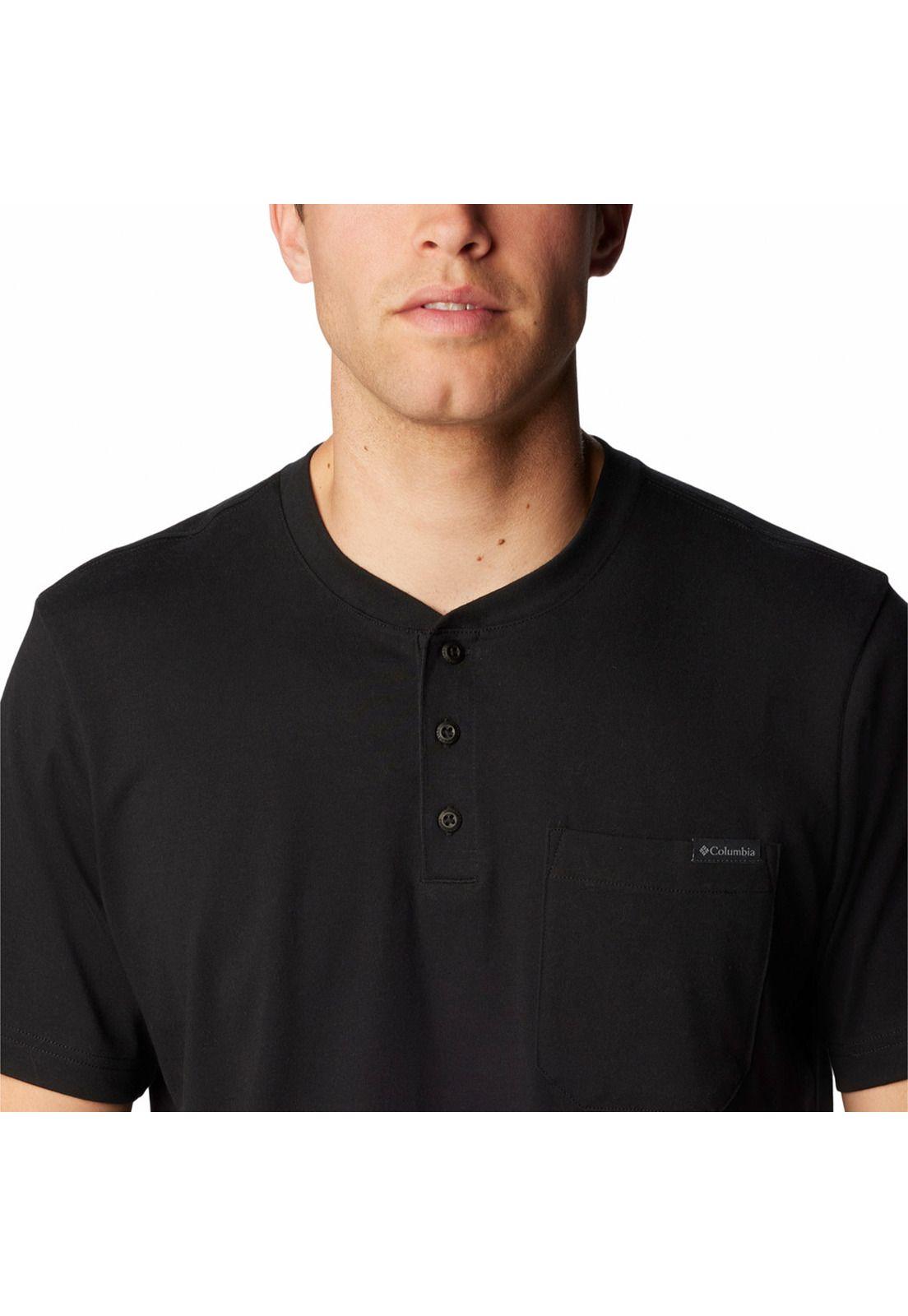 Polera Manga Corta Hombre Landrm Henley Negro-3