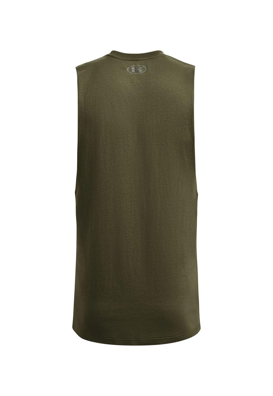 Polera sin mangas UA para hombre Verde-1