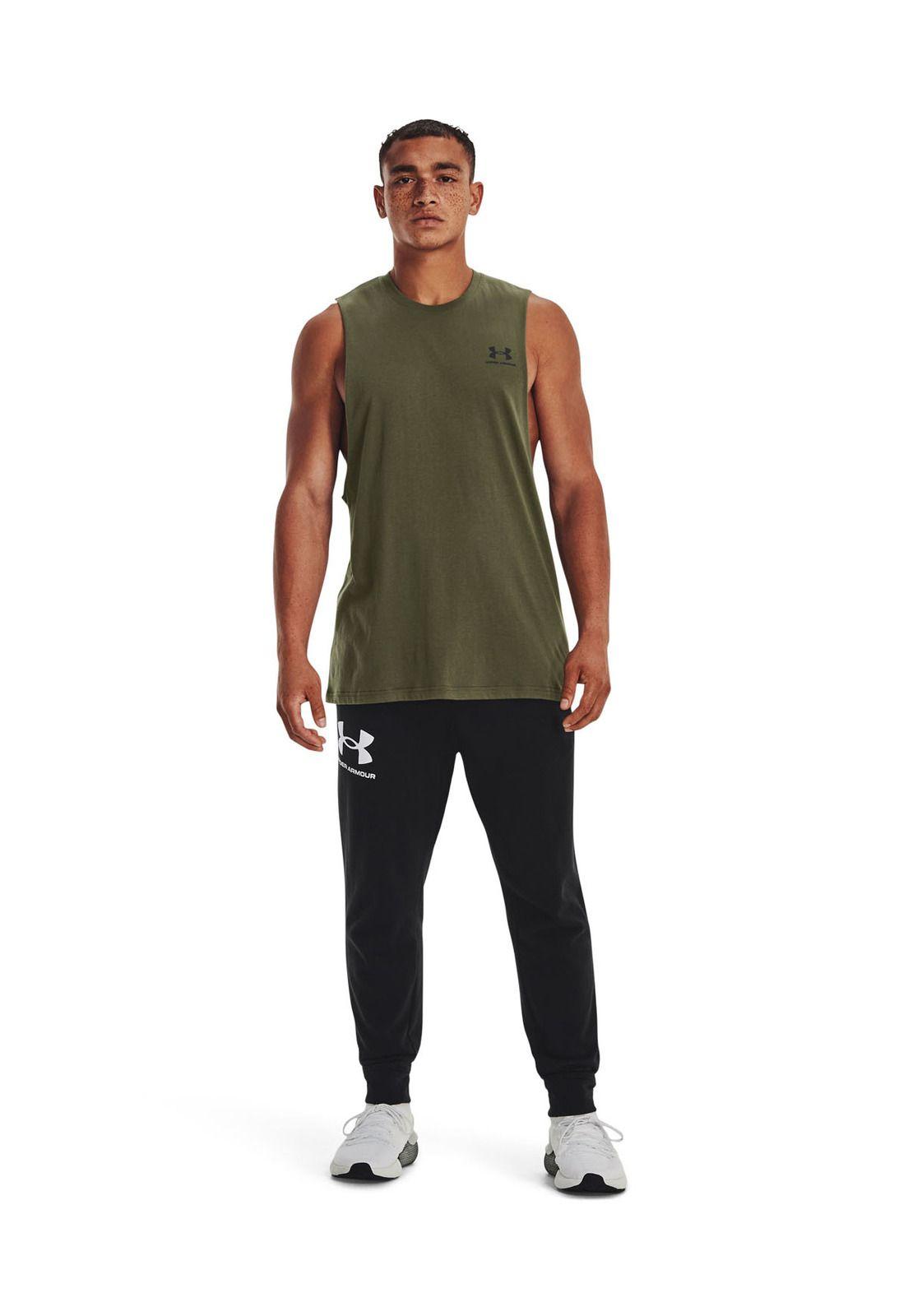 Polera sin mangas UA para hombre Verde-5