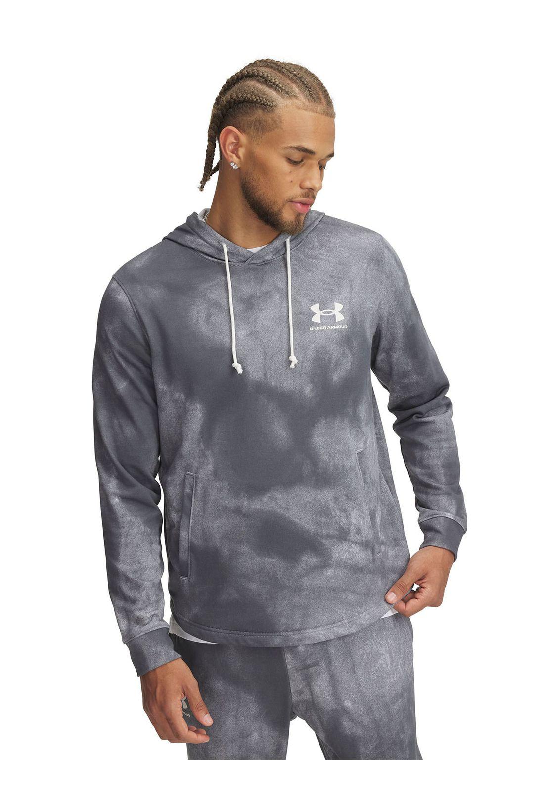 Polerón Ua Rival Terry Printed Gris Para Hombre-0
