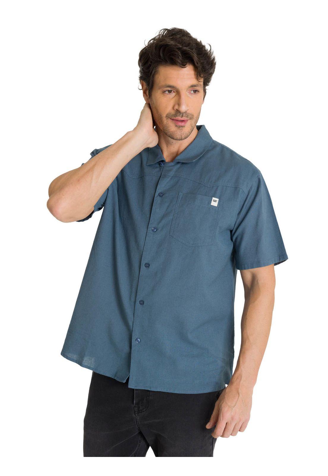 Camisa Manga Corta Hombre Western Camp Azul-0