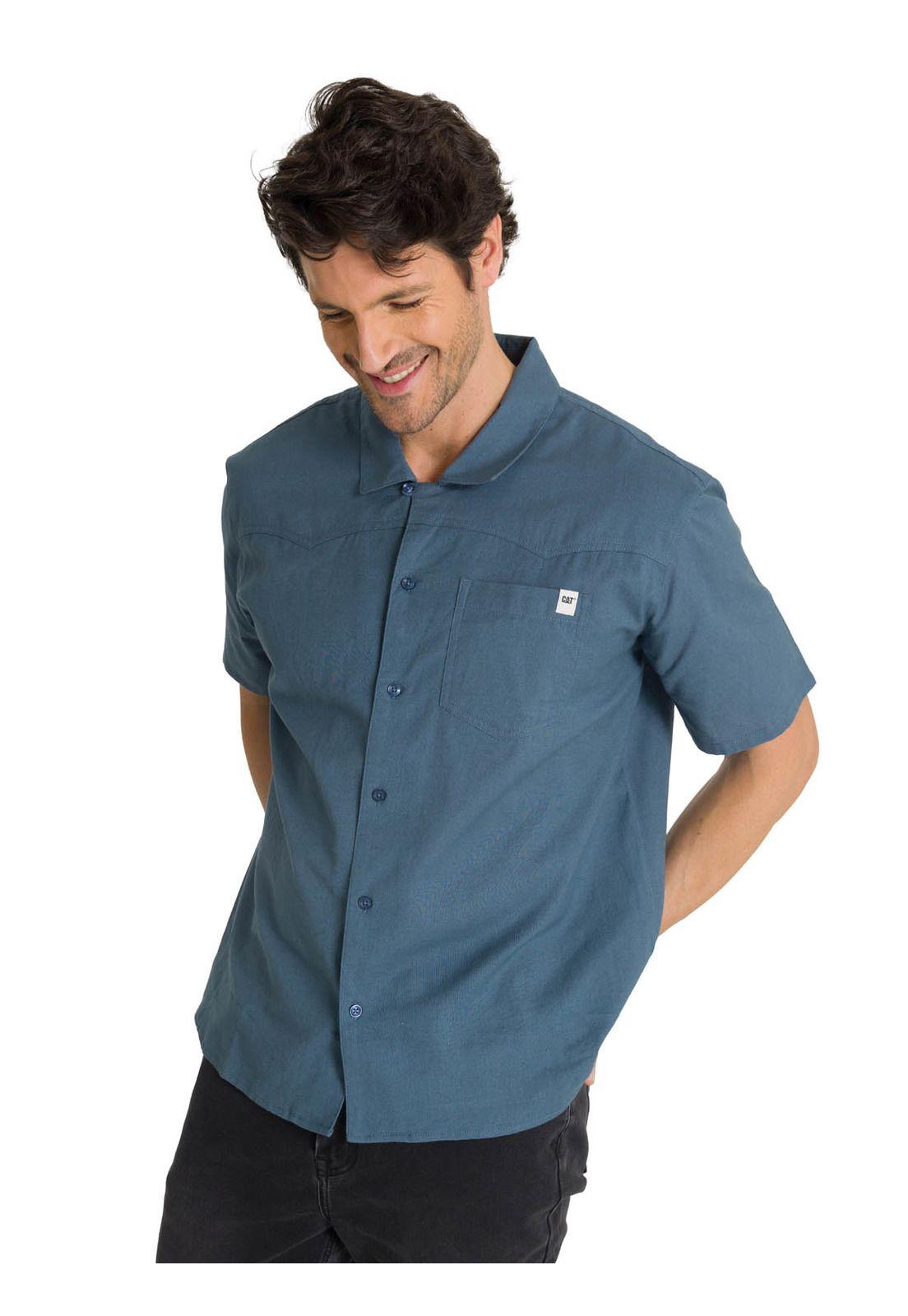 Camisa Manga Corta Hombre Western Camp Azul-1