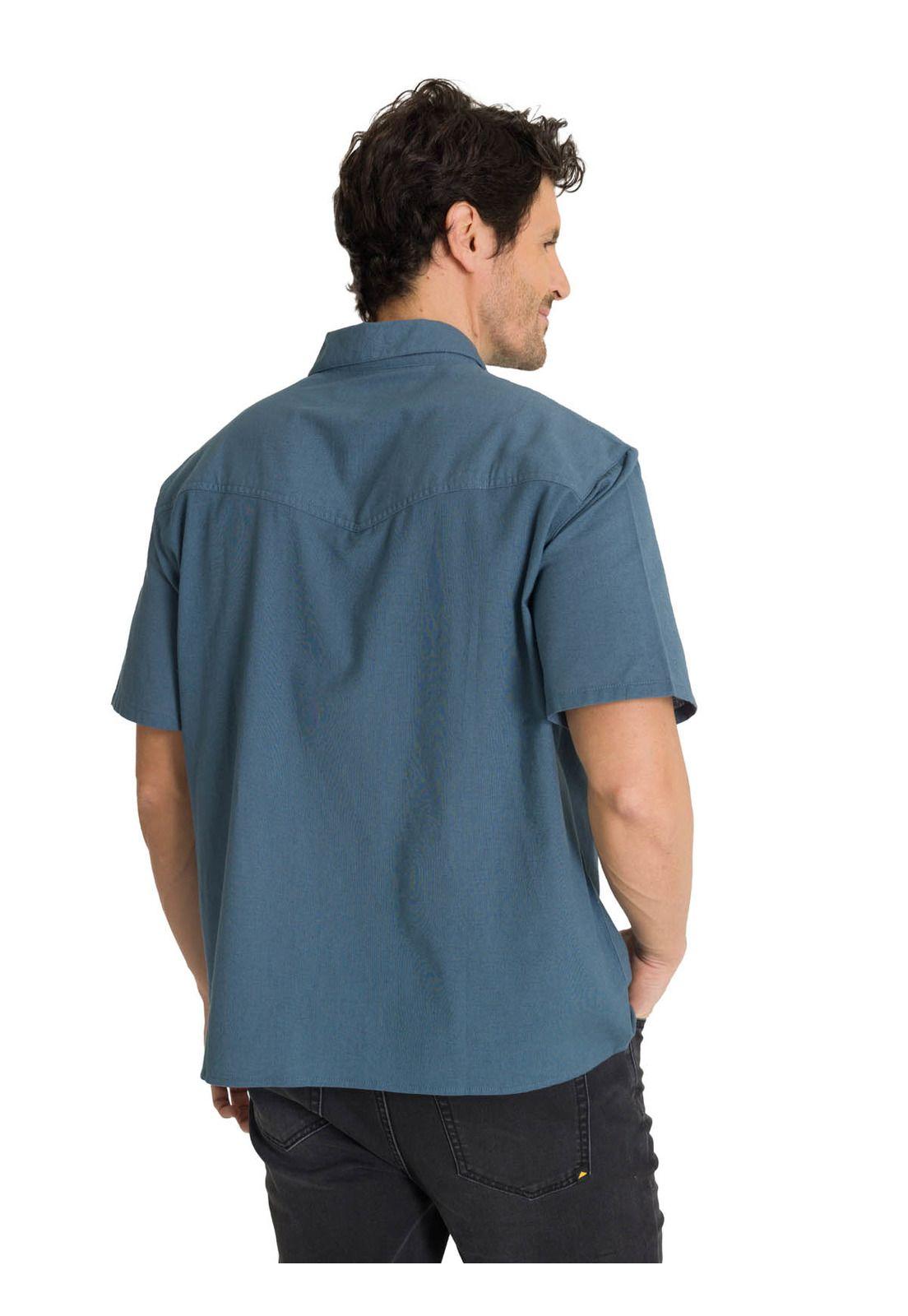 Camisa Manga Corta Hombre Western Camp Azul-3