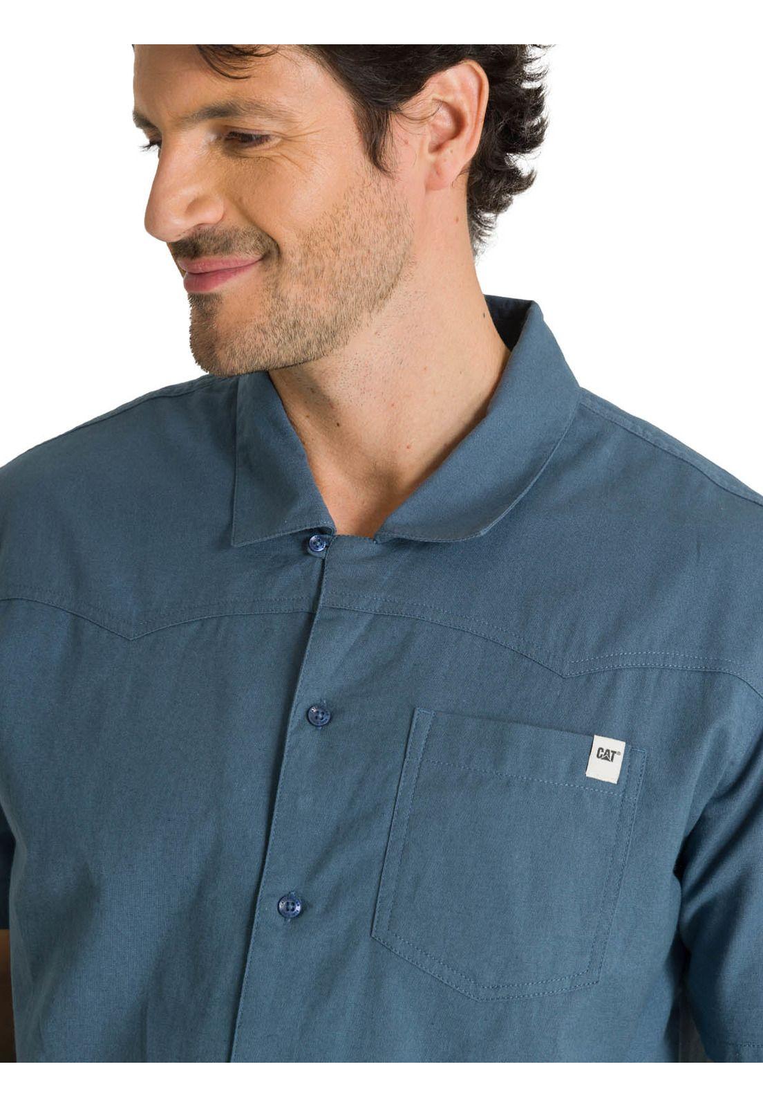 Camisa Manga Corta Hombre Western Camp Azul-4