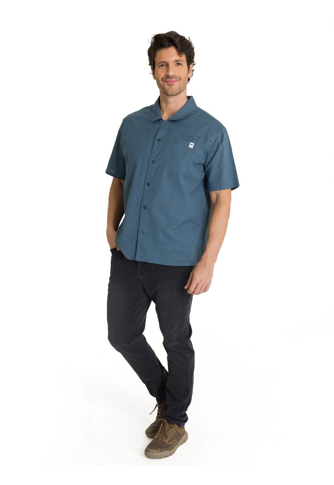 Camisa Manga Corta Hombre Western Camp Azul-5