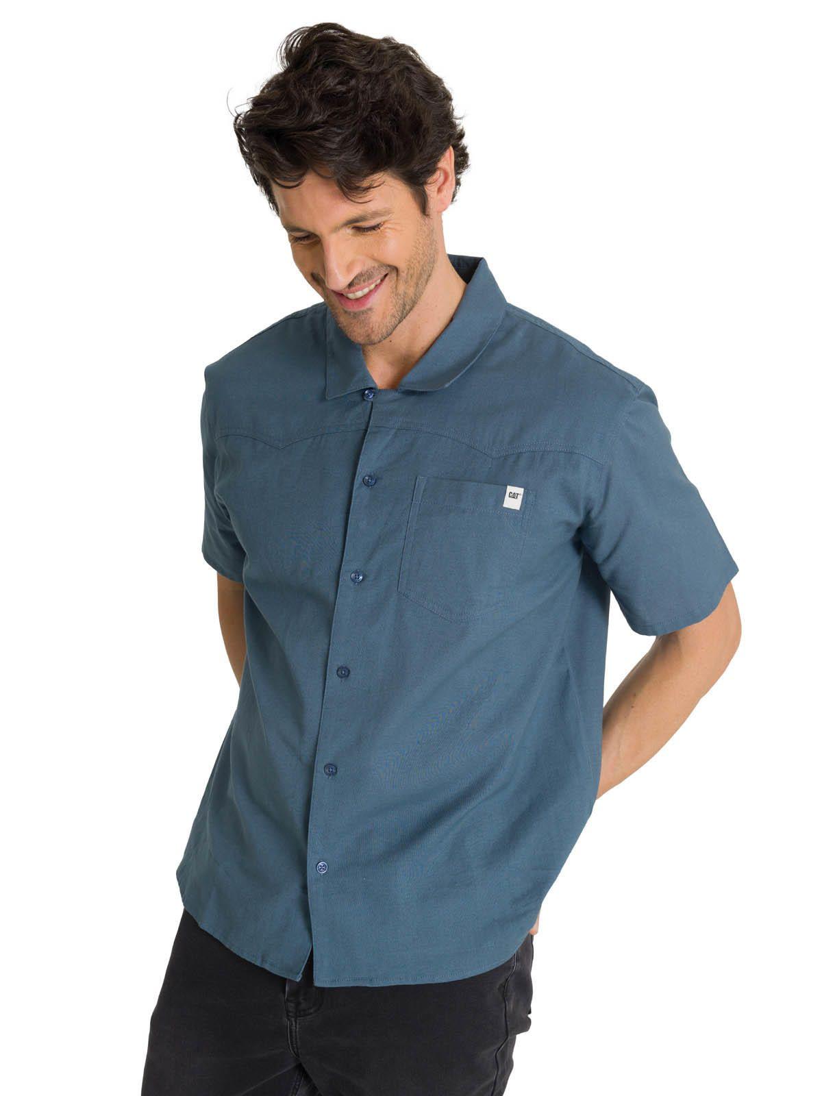Camisa Manga Corta Hombre Western Camp Azul-1