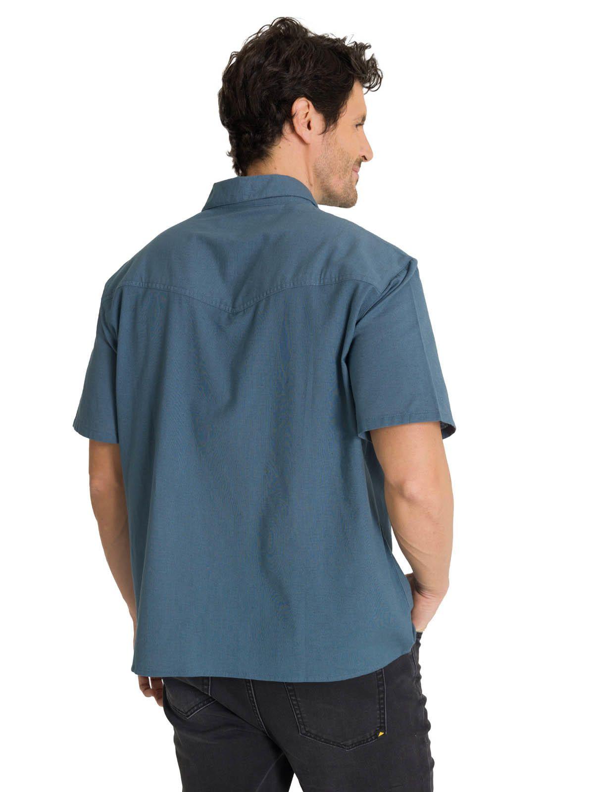 Camisa Manga Corta Hombre Western Camp Azul-3