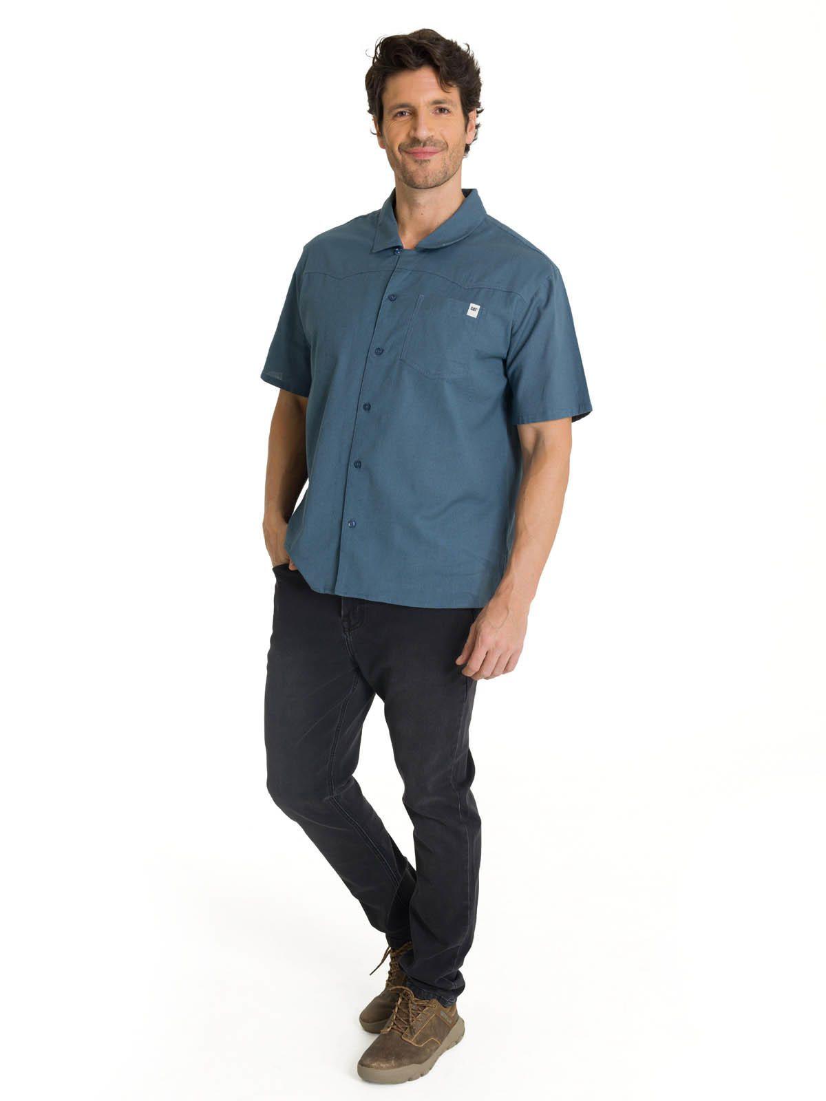 Camisa Manga Corta Hombre Western Camp Azul-5