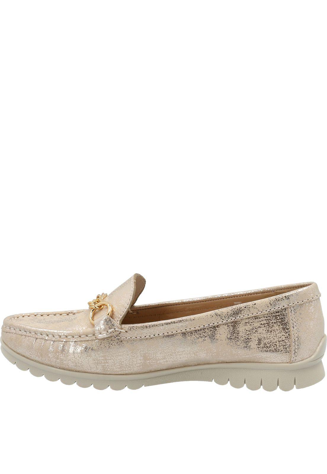 Mocasín Cuero Mujer Fuji Dorado-4