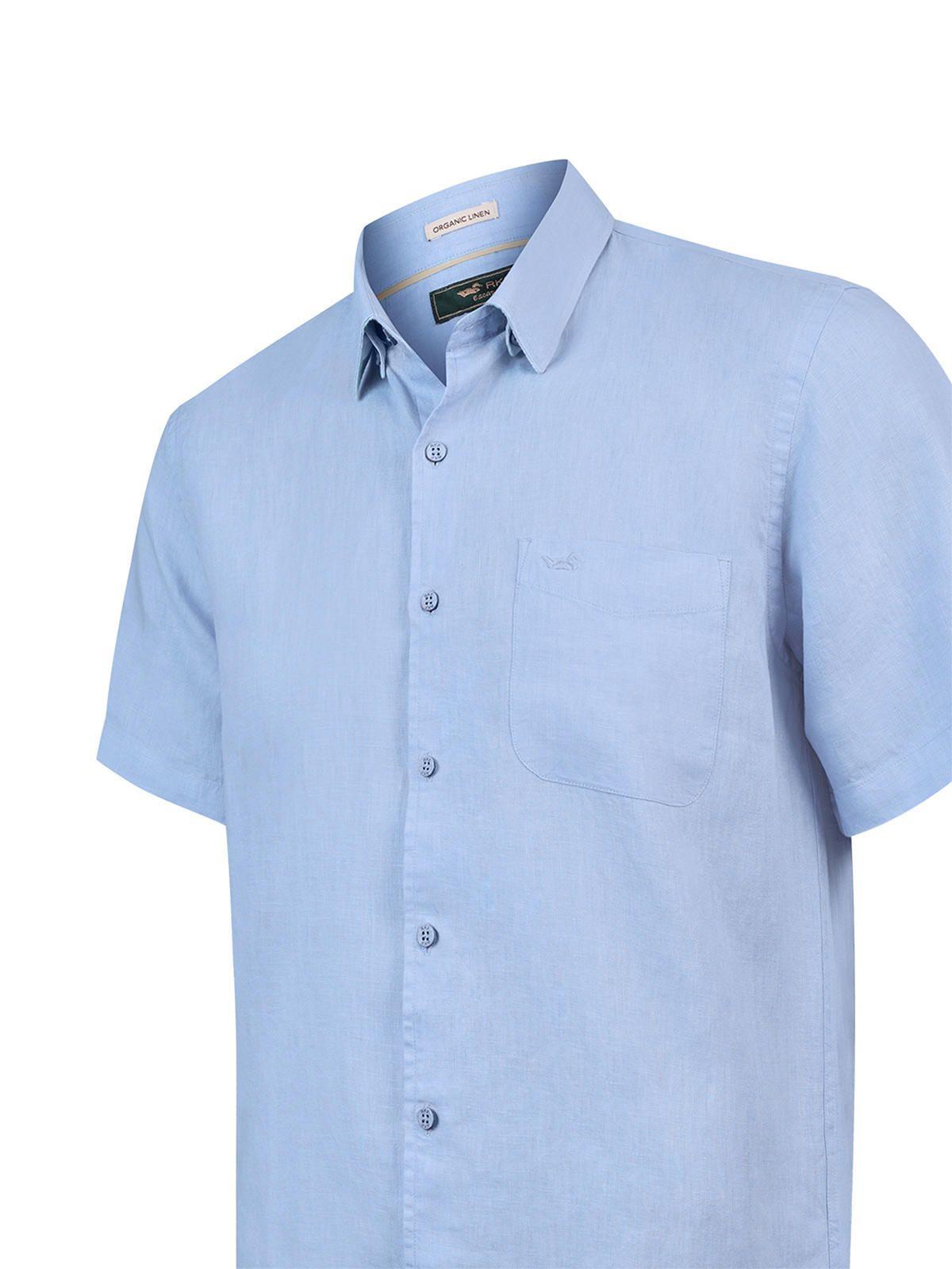 Camisa Lino Orgánico Hombre Linenshort Celeste-3