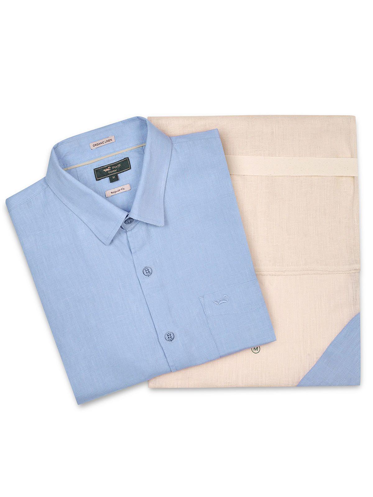 Camisa Lino Orgánico Hombre Linenshort Celeste-4