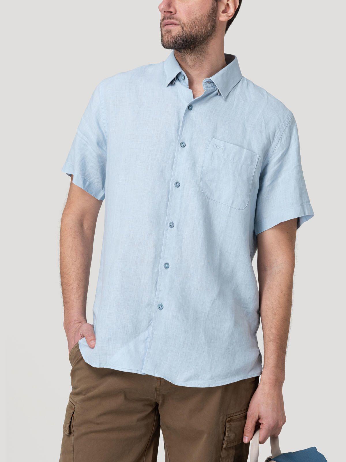 Camisa Lino Orgánico Hombre Linenshort Celeste-5