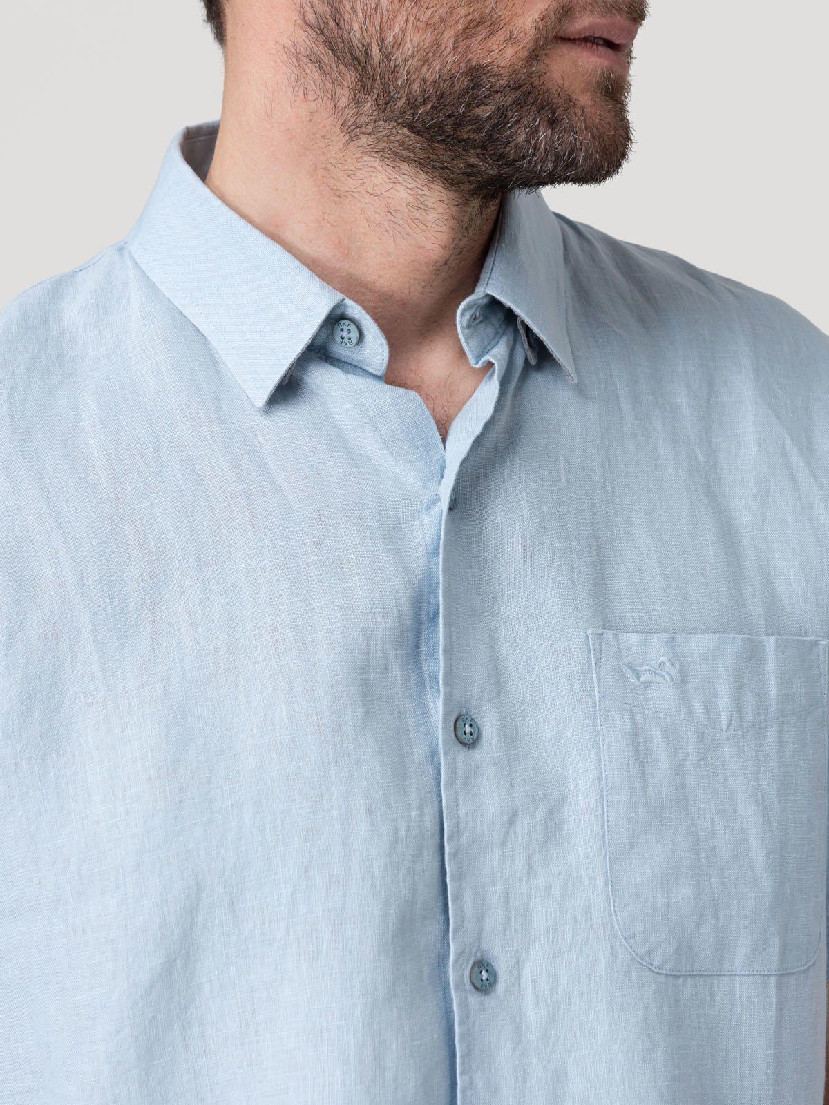 Camisa Lino Orgánico Hombre Linenshort Celeste-7