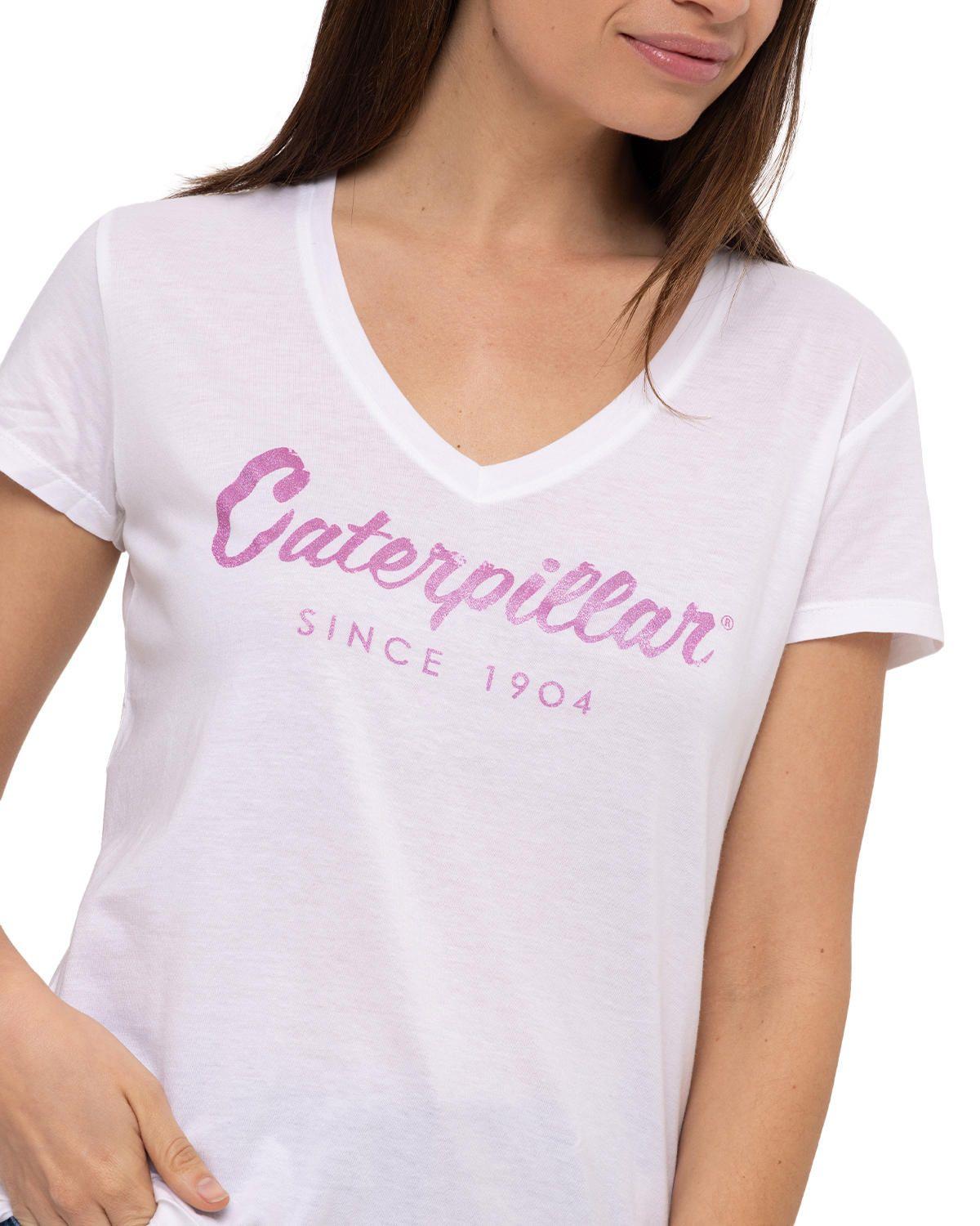 Polera M/C Script V Neck Te Blanco/Rosa Mujer-3