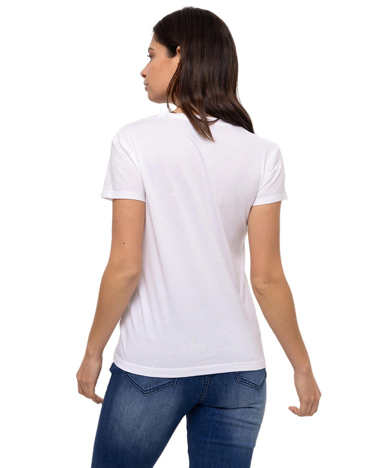 Polera M/C Script V Neck Te Blanco/Rosa Mujer-4