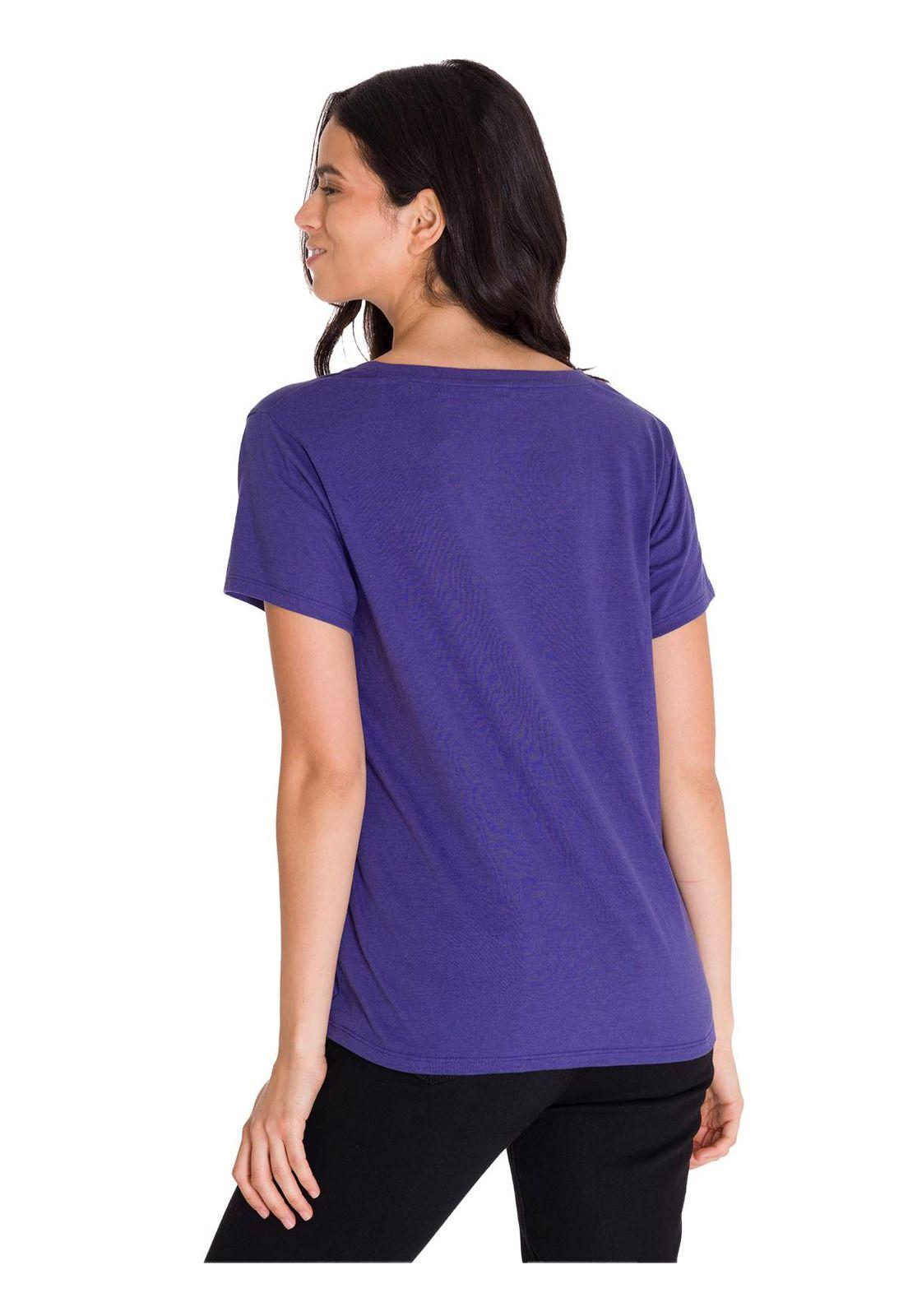 Polera Metallic Script V-Neck Mujer Indigo-3