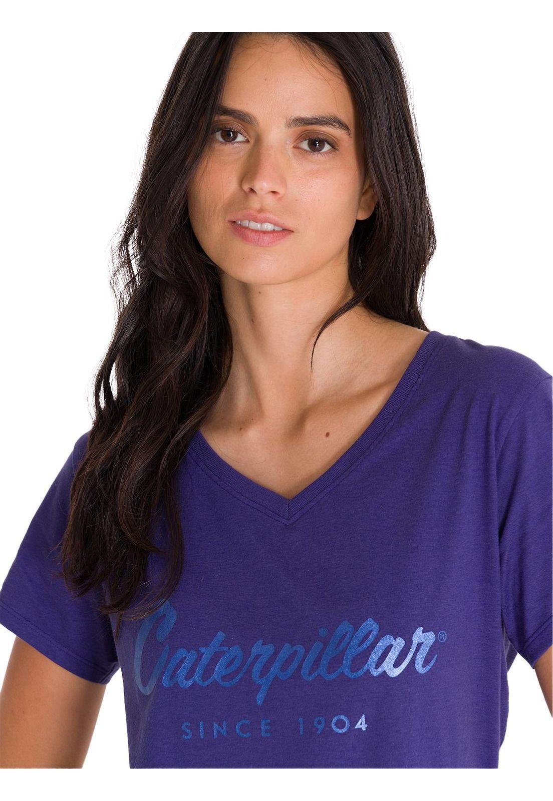 Polera Metallic Script V-Neck Mujer Indigo-4