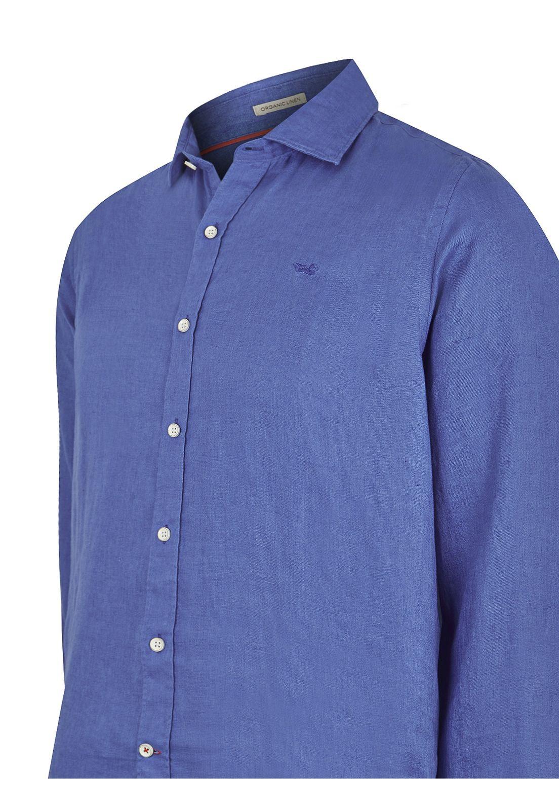 Camisa Lino Org Azul Marino Linensol Hombre -1