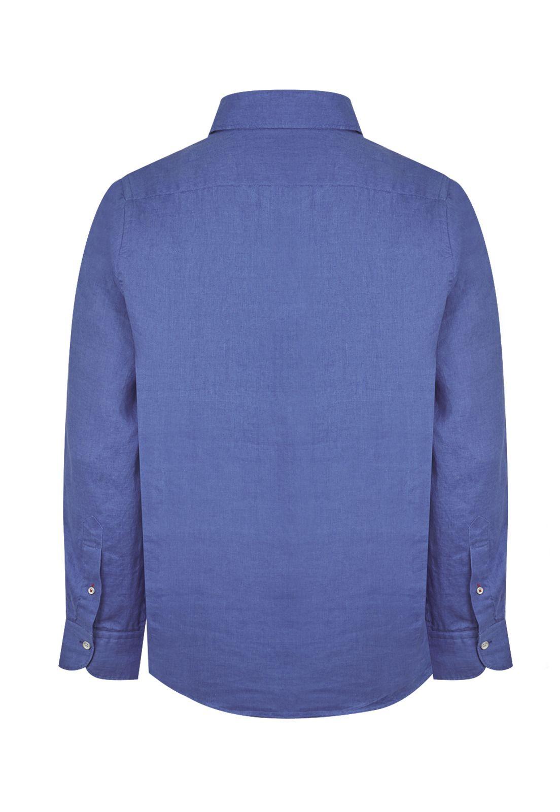 Camisa Lino Org Azul Marino Linensol Hombre -3