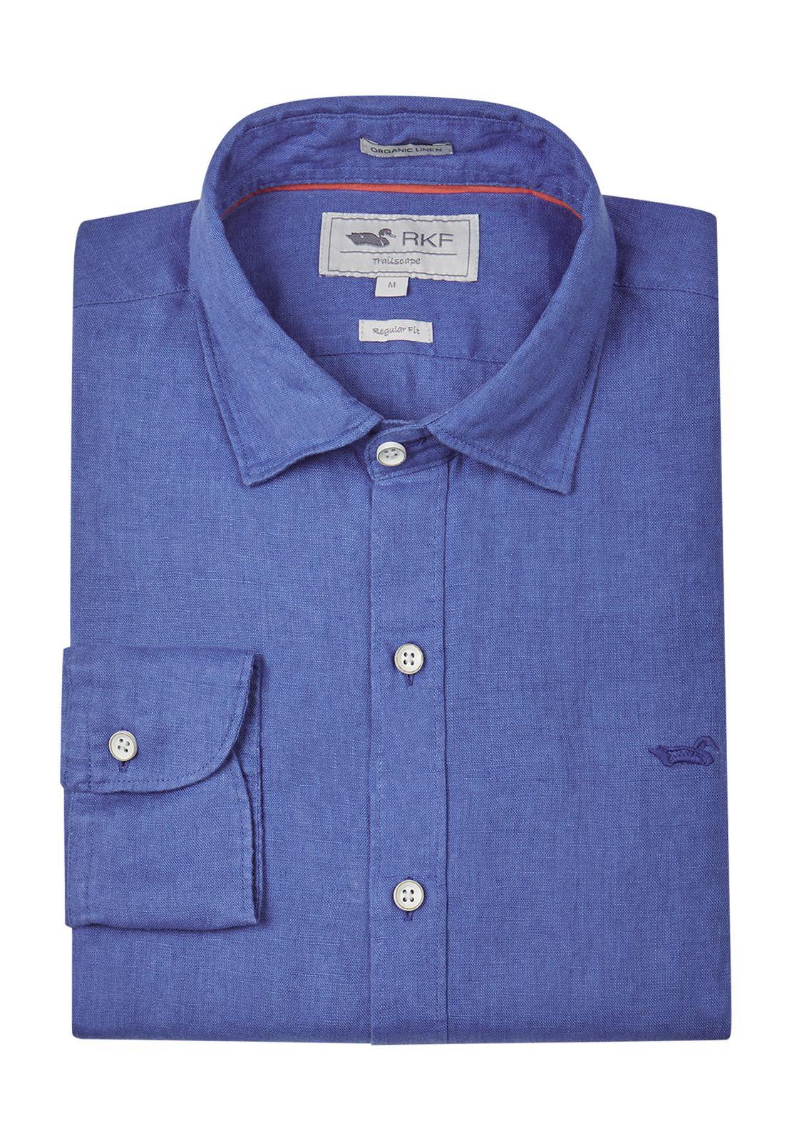 Camisa Lino Org Azul Marino Linensol Hombre -4