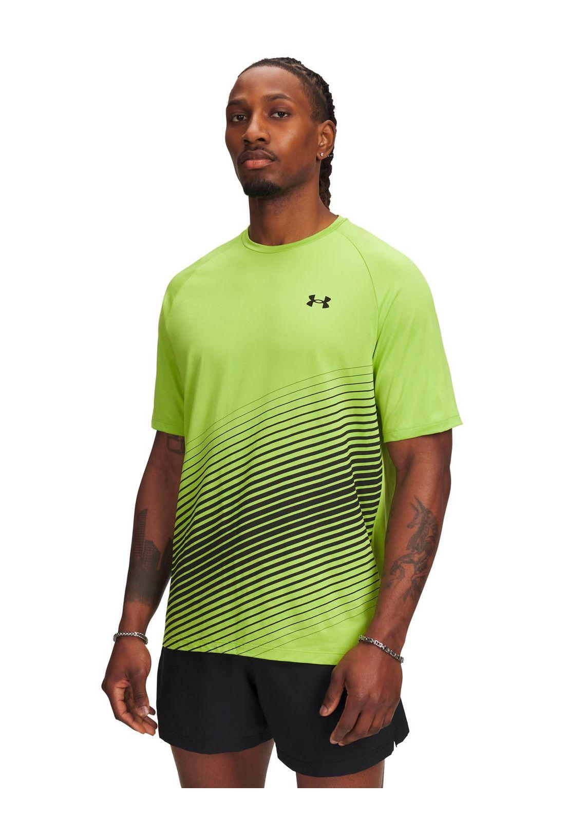 Polera Manga Corta Training para hombre Tech Fade verde -0