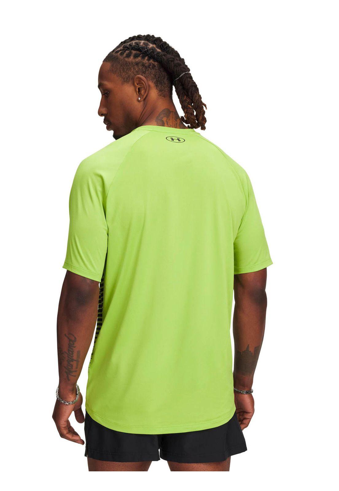 Polera Manga Corta Training para hombre Tech Fade verde -1