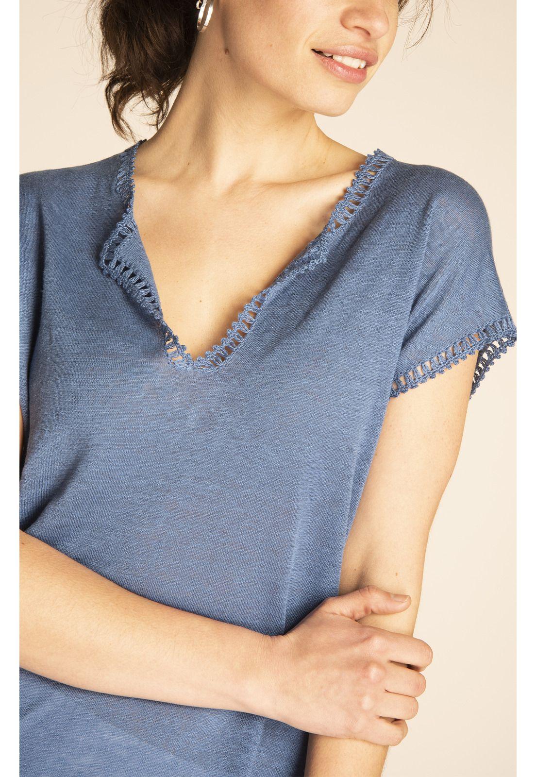 Polera Lino Orgánico Mujer Viena Denim-3