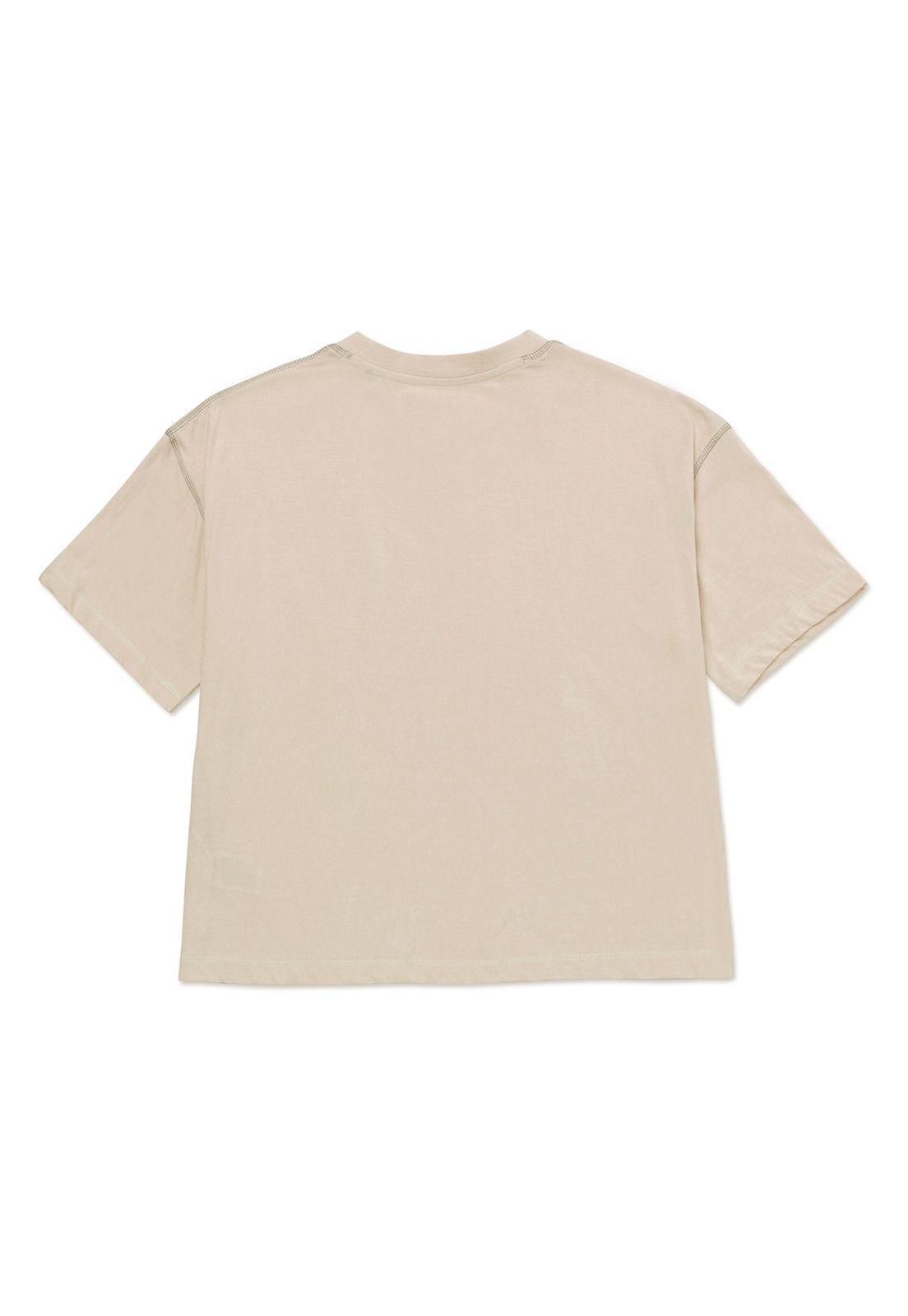 Polera Manga Corta Mujer Cat Logo BoxyBeige/Crudo-1
