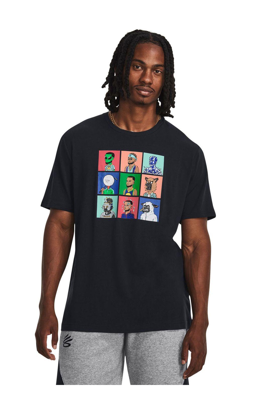 Polera manga corta Curry NFT hombre Negro-3