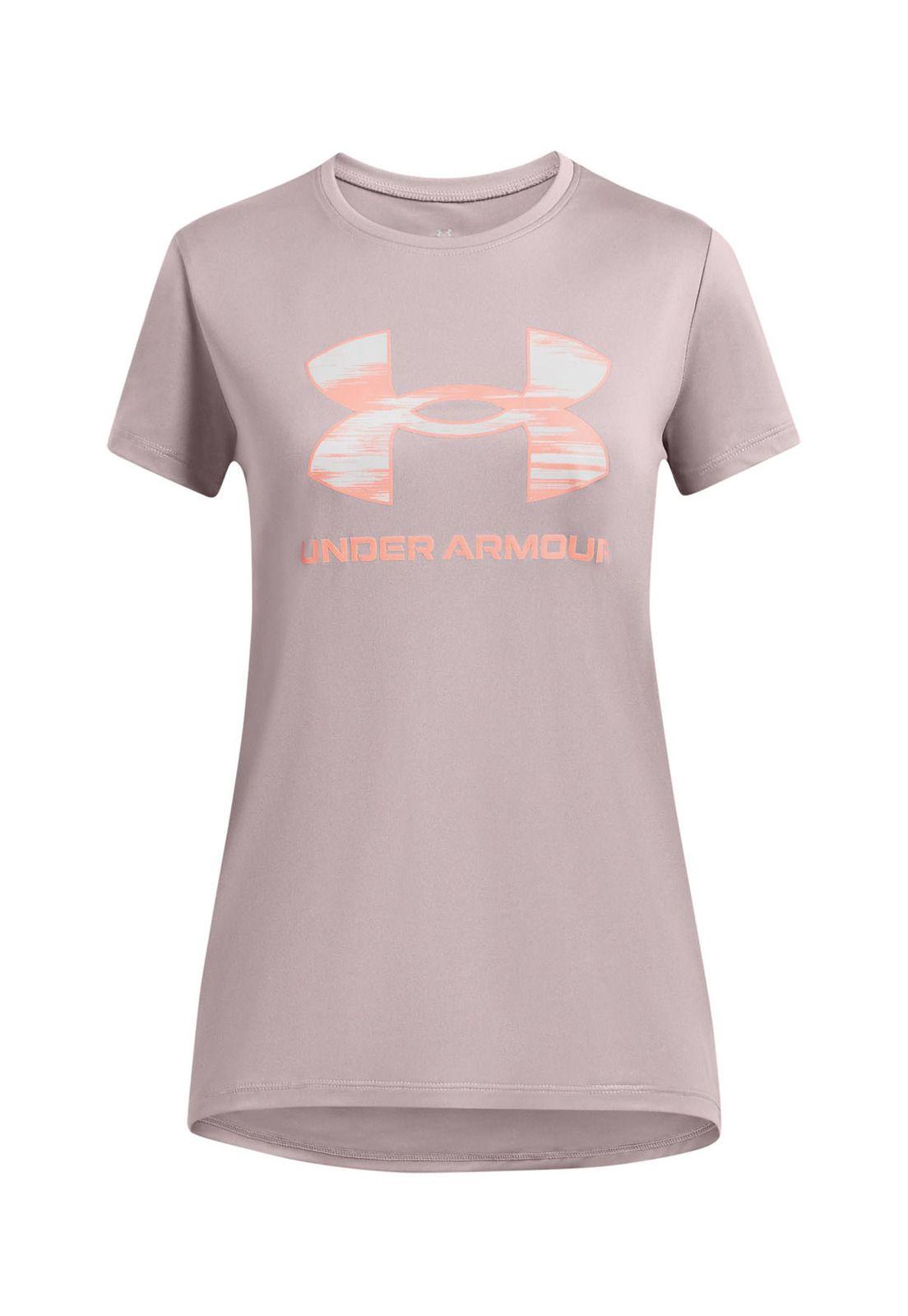 Polera manga corta UA Tech para niña Gris-0