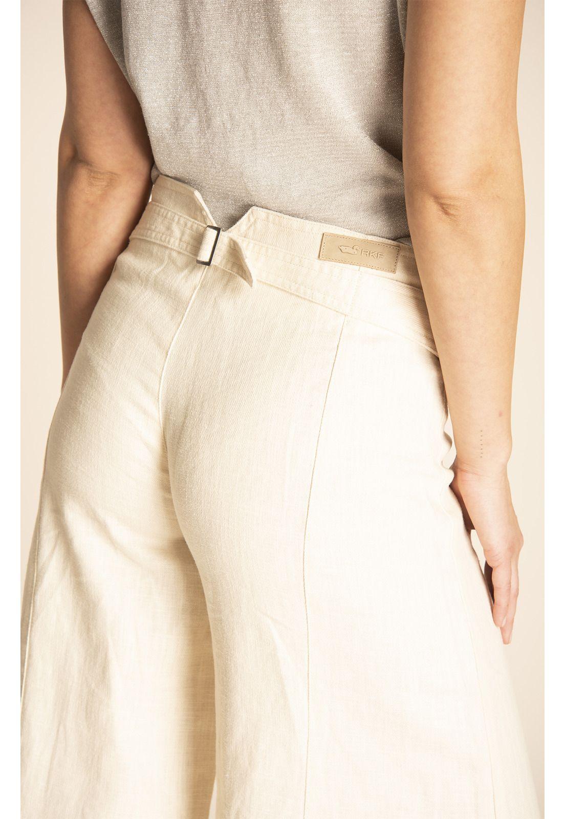 Pantalón Lino Orgánico Mujer Vascalin Blanco-4