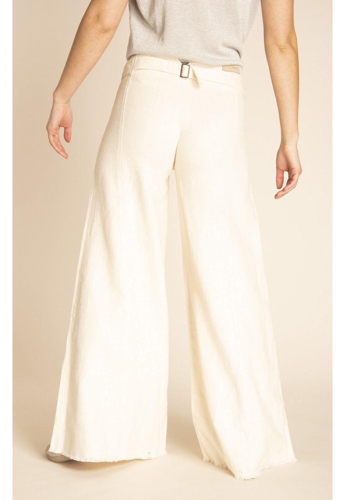 Pantalón Lino Orgánico Mujer Vascalin Blanco-6