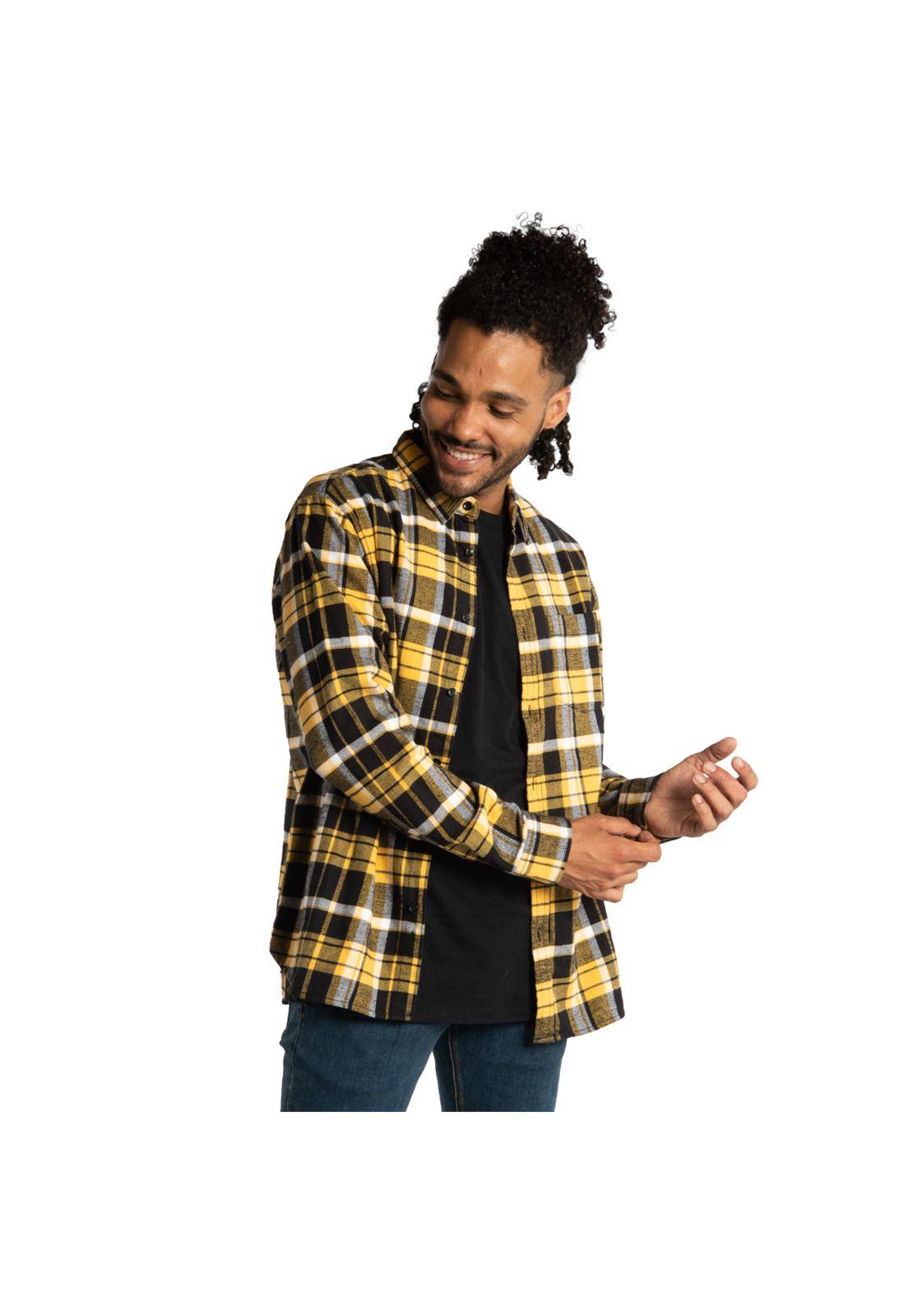 Camisa Hombre Fdtn Flannel Ls Shir Negro-0