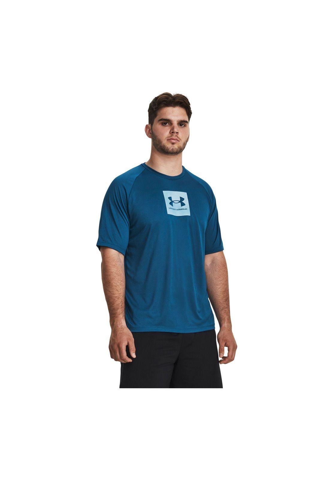 Polera manga corta UA Tech hombre Azul-3