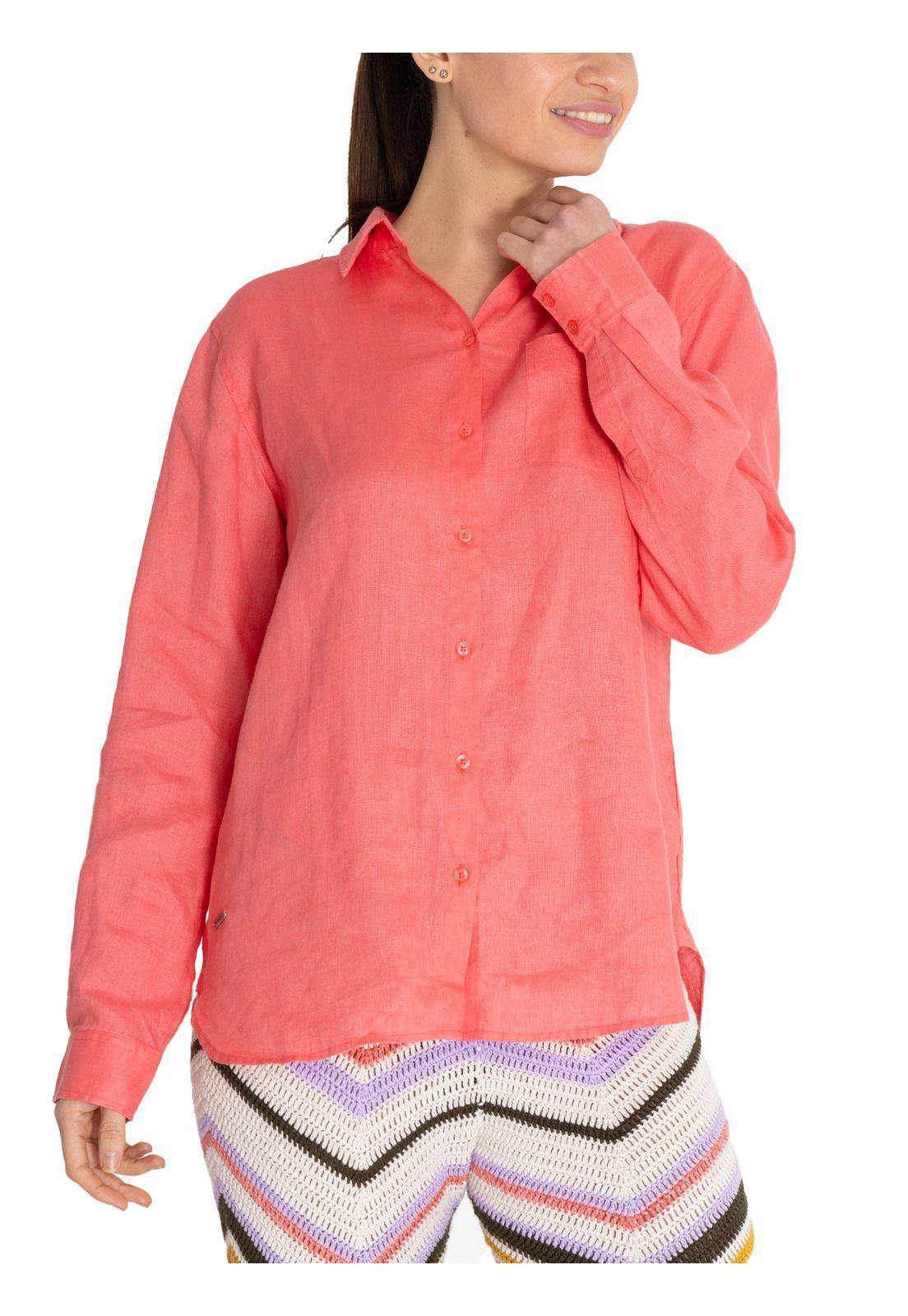 Blusa Lino Orgánico Naranja Lirio Mujer -4