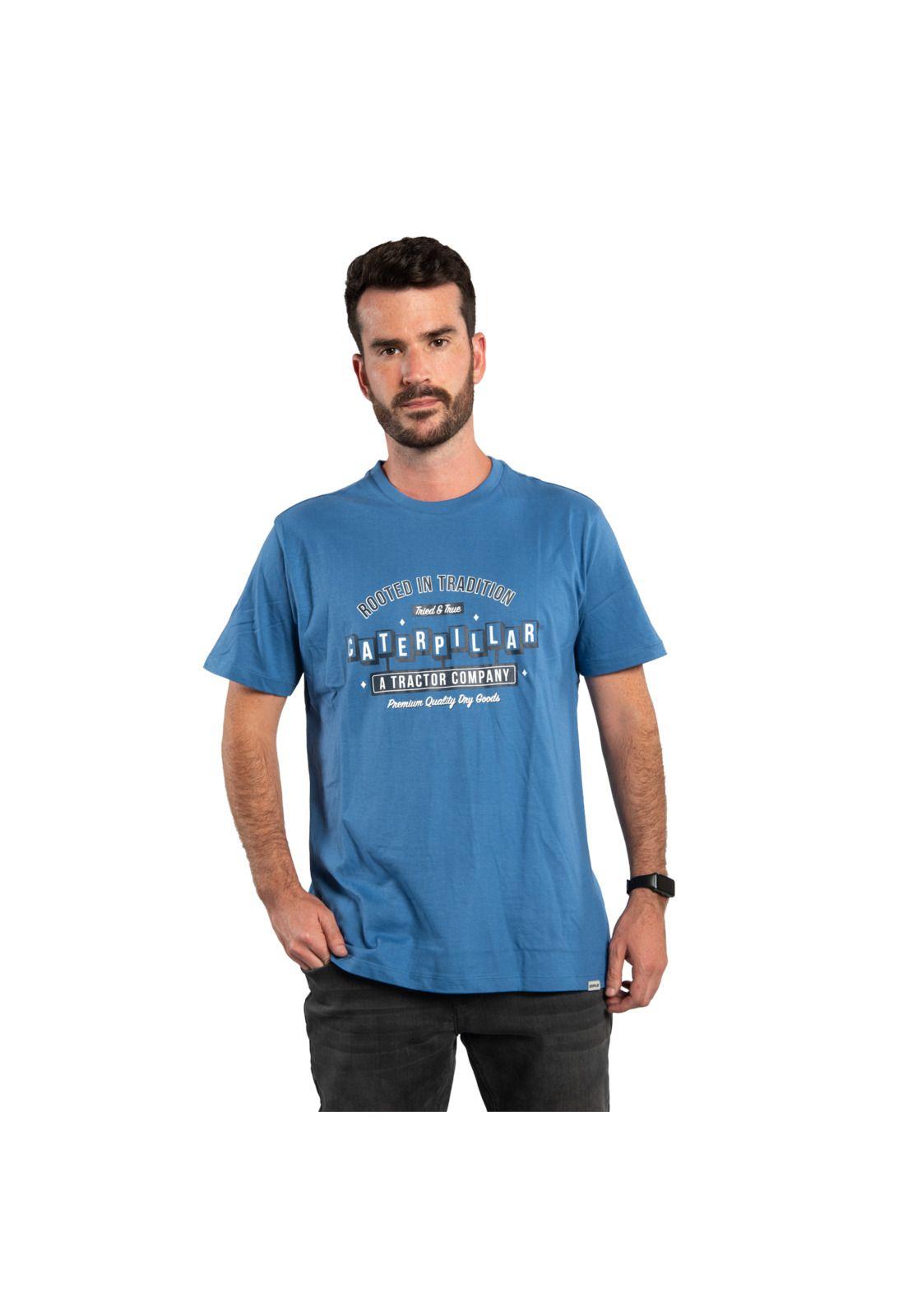 Polera M/C Hombre Fdtn Caterpillar Gho Azul-0
