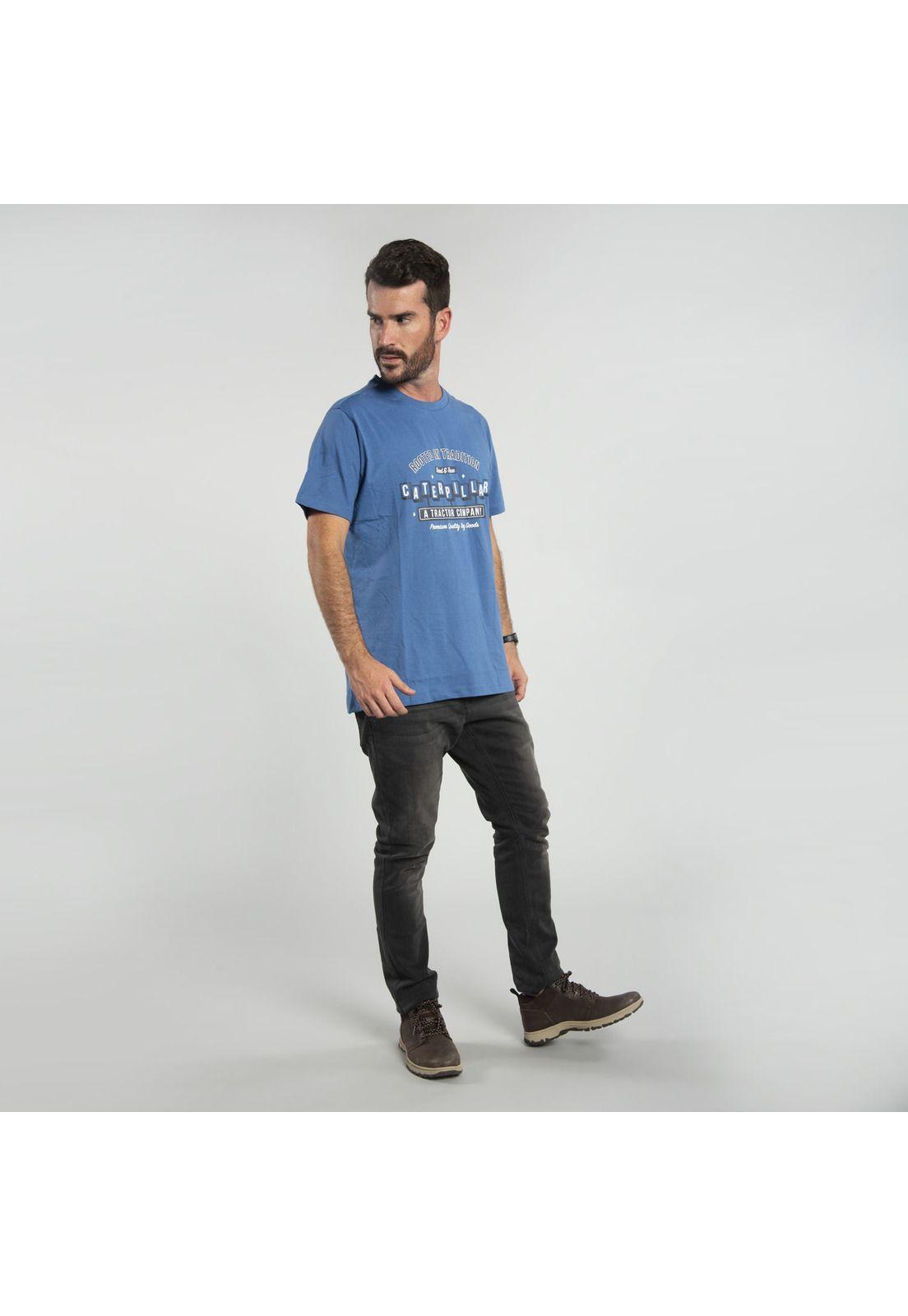 Polera M/C Hombre Fdtn Caterpillar Gho Azul-4