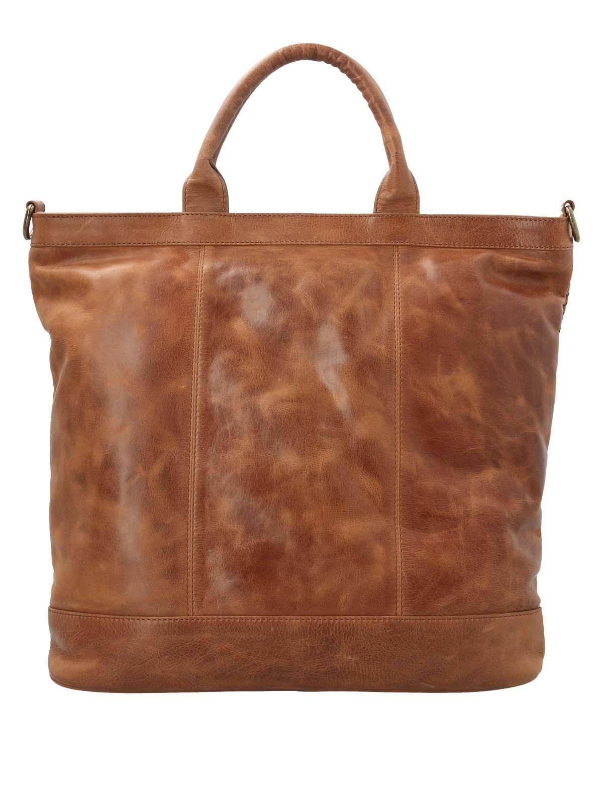 Cartera Cuero Mujer Fd Braid Tote Tan-2