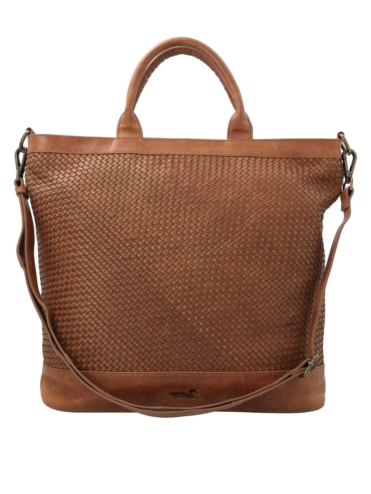 Cartera Cuero Mujer Fd Braid Tote Tan-3