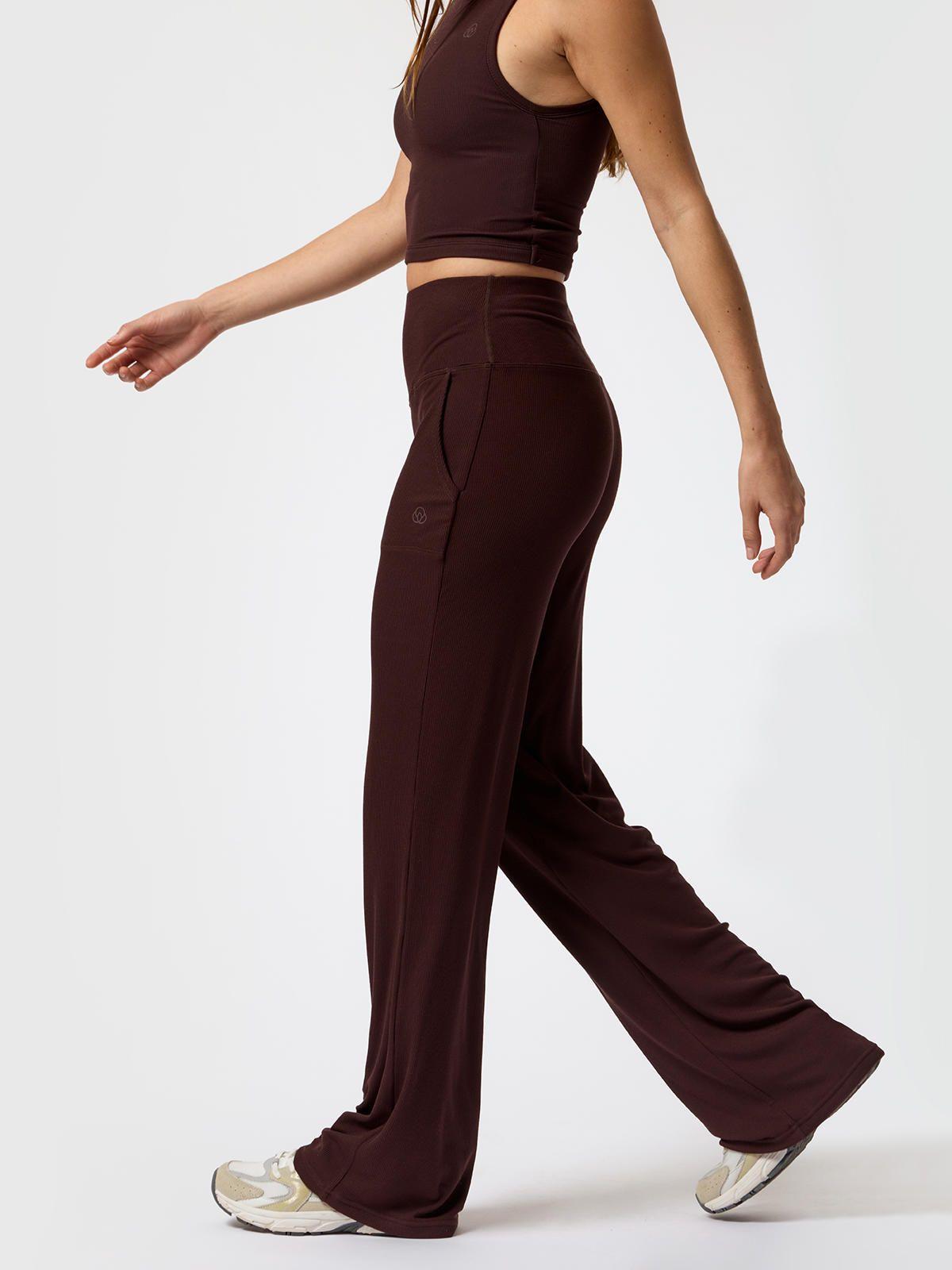 Pantalón Rib Modal Rec Café Mujer-4