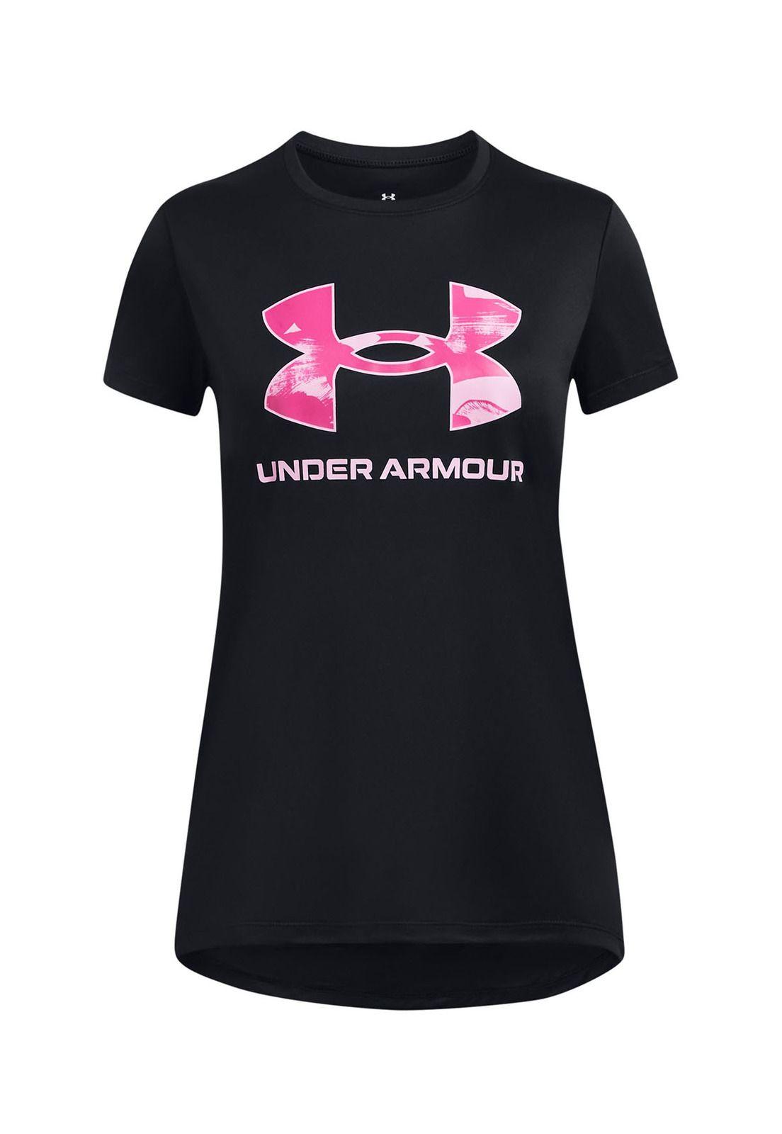 Polera manga corta Tech para niña Negro-0