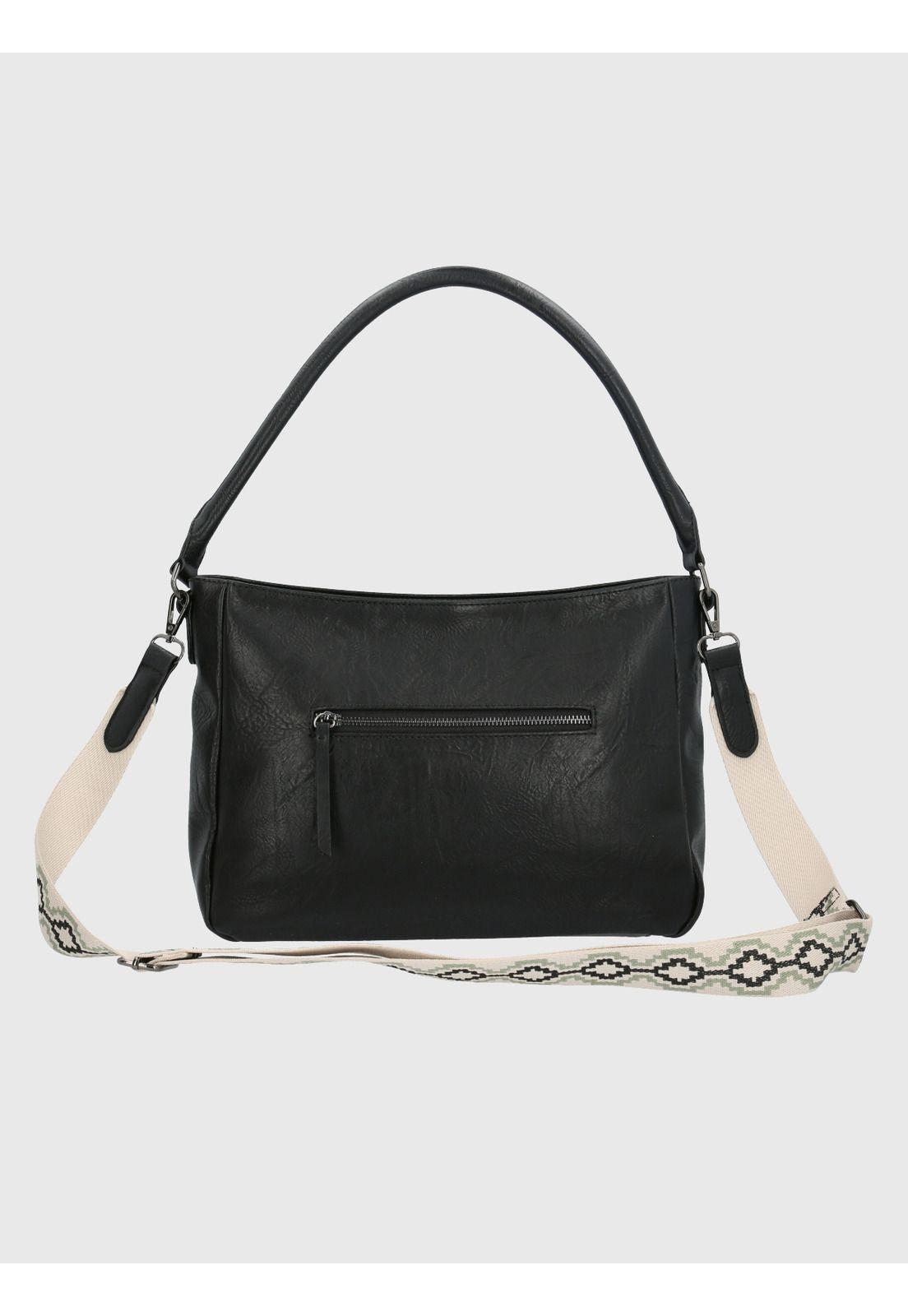Cartera Ecocuero Negro Laddler Bag Mujer-2