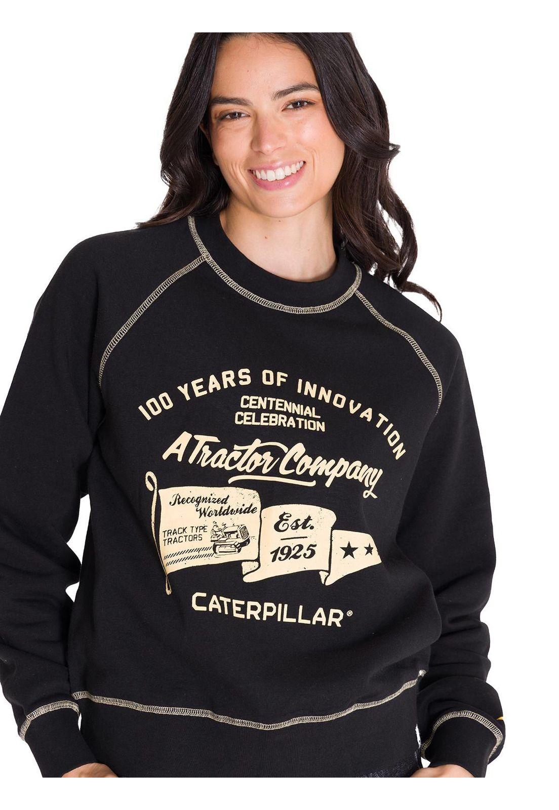 Polerón Contrast Stitch Graphic Mujer Negro-4