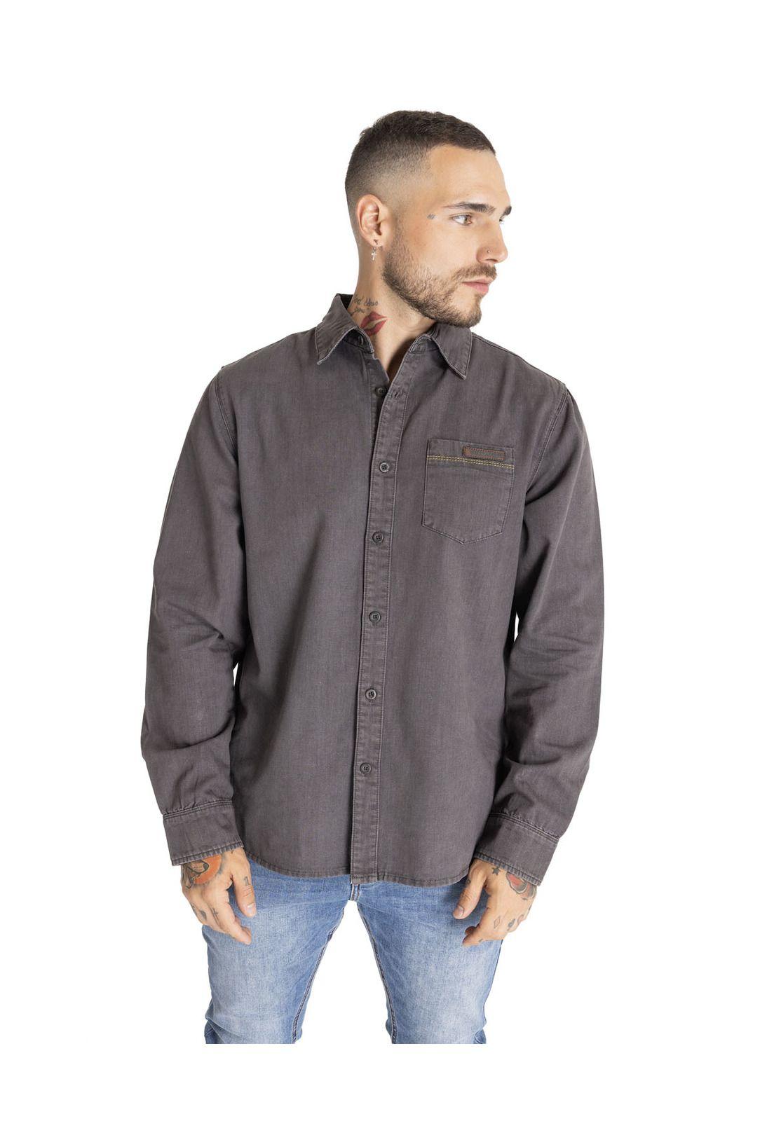 Camisa Manga Larga Hombre Foundation L/S Denim Gris-0