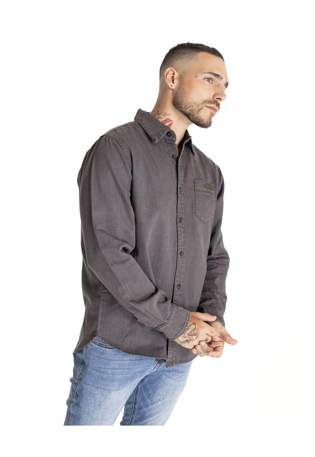 Camisa Manga Larga Hombre Foundation L/S Denim Gris-1