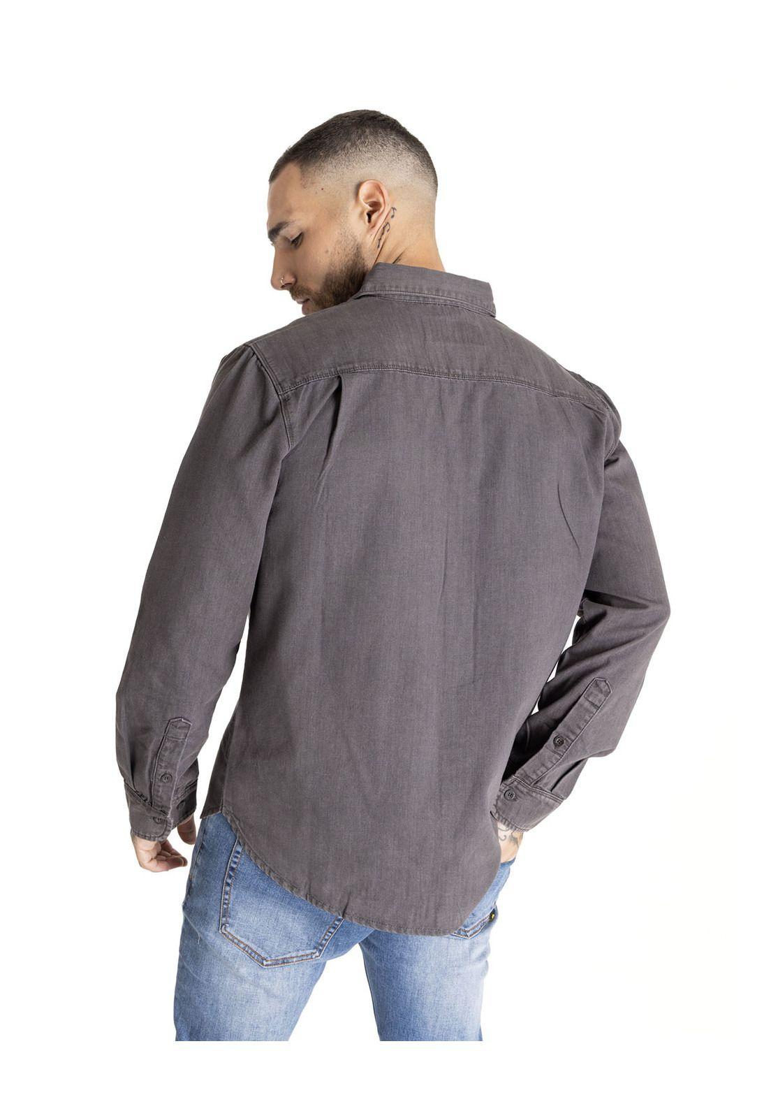 Camisa Manga Larga Hombre Foundation L/S Denim Gris-3