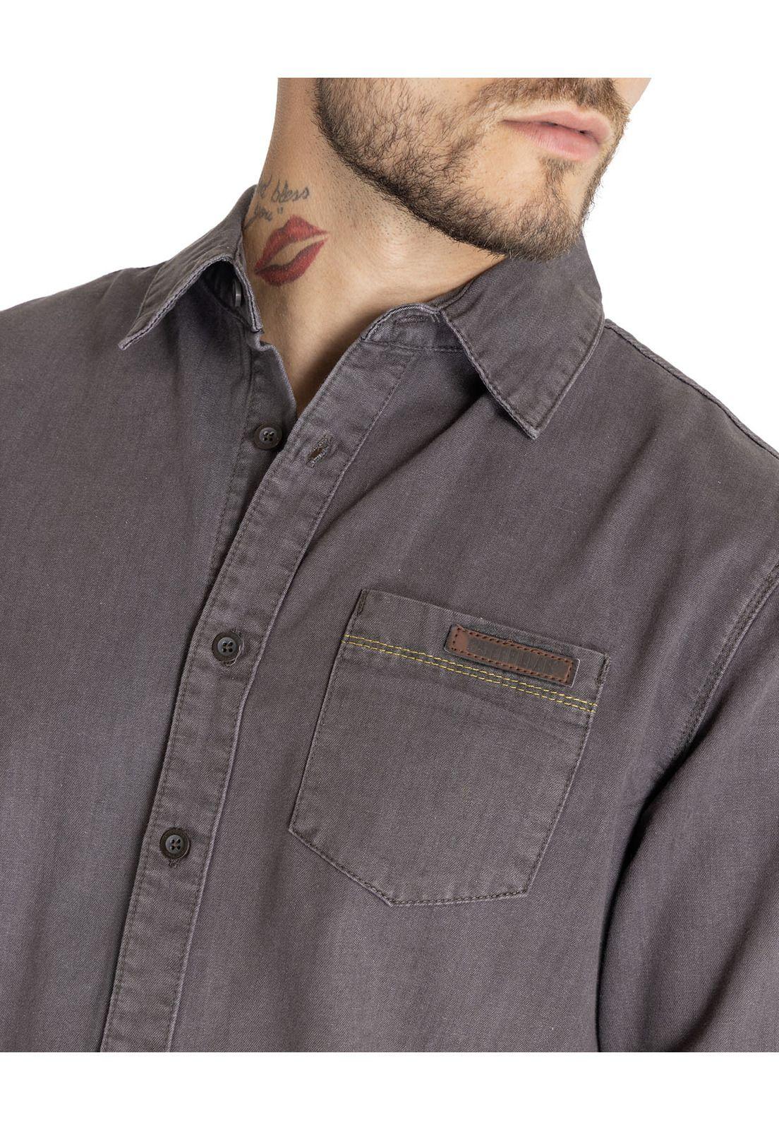 Camisa Manga Larga Hombre Foundation L/S Denim Gris-4