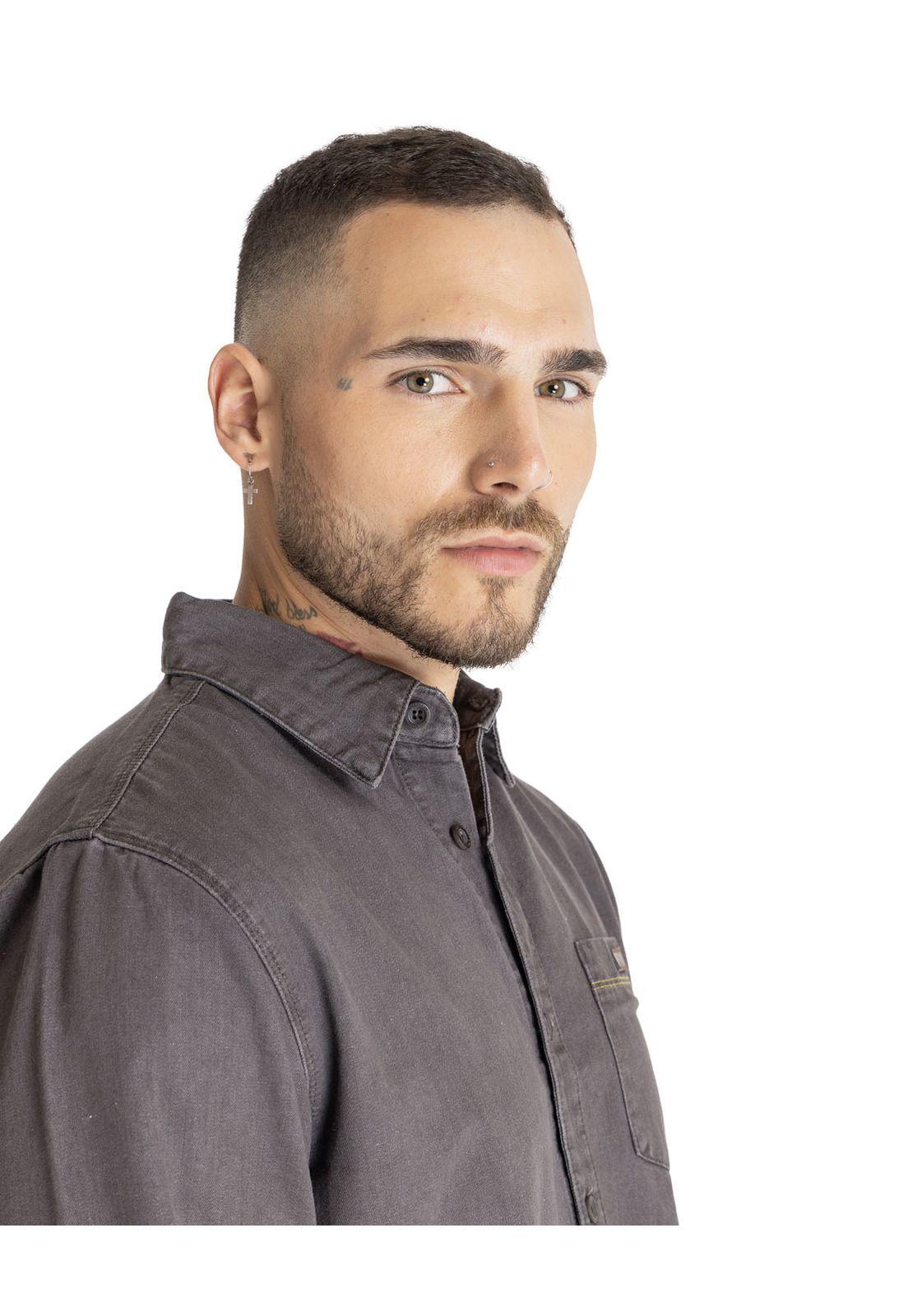 Camisa Manga Larga Hombre Foundation L/S Denim Gris-5