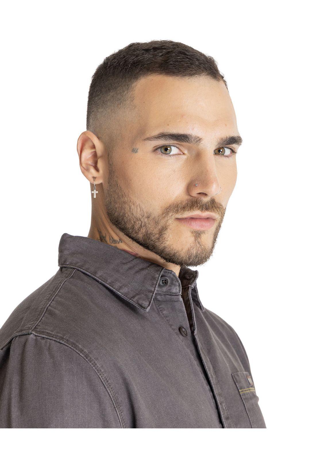 Camisa Manga Larga Hombre Foundation L/S Denim Gris-6